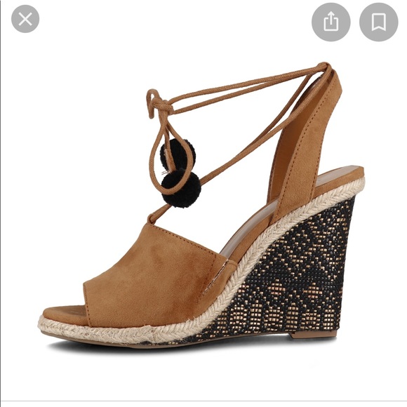 Black Laced Ankle Wedges Size 9 - Picture 4 of 4